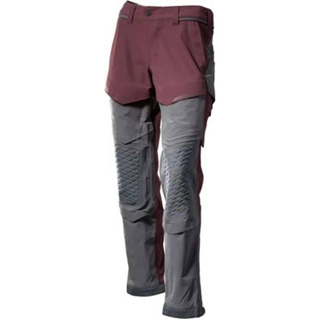 Mascot Customized Trousers with Kneepad Pockets, Bordeaux/Stone Grey, L32W34.5