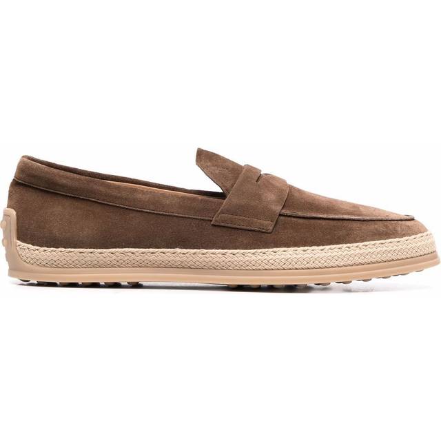 Tod's - woven trim penny loafers - men - Leather/Leather/Rubber - 10 - Brown