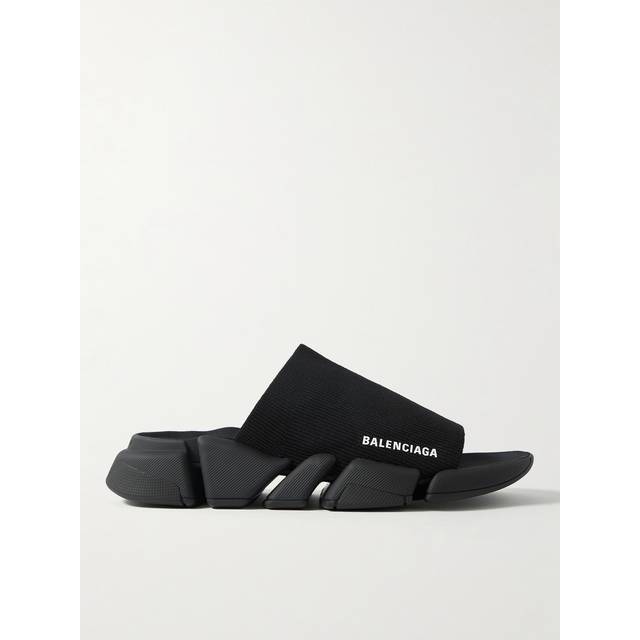 Balenciaga - Speed 2.0 Logo-Print Stretch-Knit Slides - Men - Black - EU 41