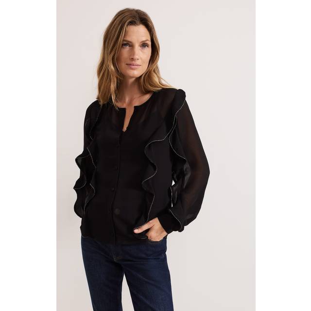 Phase Eight Cordelia Ruffle Blouse, Black