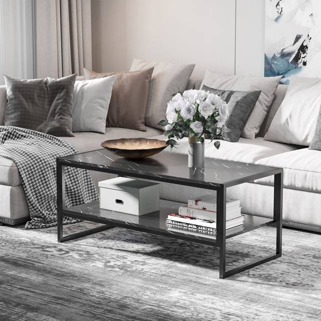 Ahshanti Coffee Table with Storage - Black (45cm H X 106cm W X 50cm D)