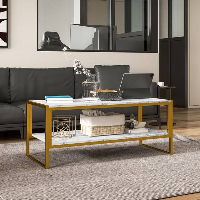 Ahshanti Coffee Table with Storage - Gold (45cm H X 106cm W X 50cm D)