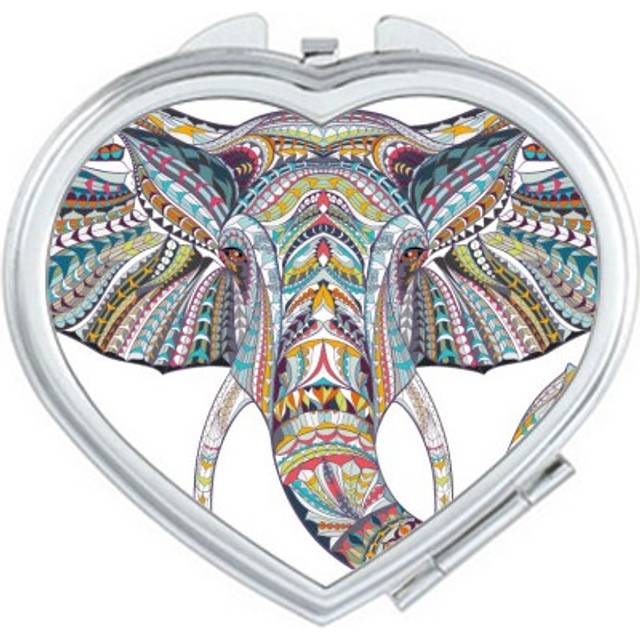 Mosaic Style Colorful Elephant Design Mirror Travel Magnification Portable Handheld Pocket Makeup