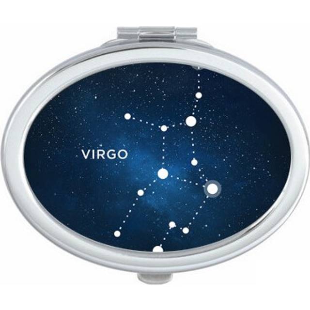 Virgo Constellation Zodiac Sign Oval Mirror Portable Fold Hand Makeup Double Side Glasses