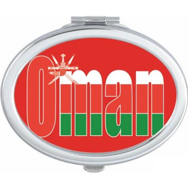 Oman Country Flag Name Oval Mirror Portable Fold Hand Makeup Double Side Glasses