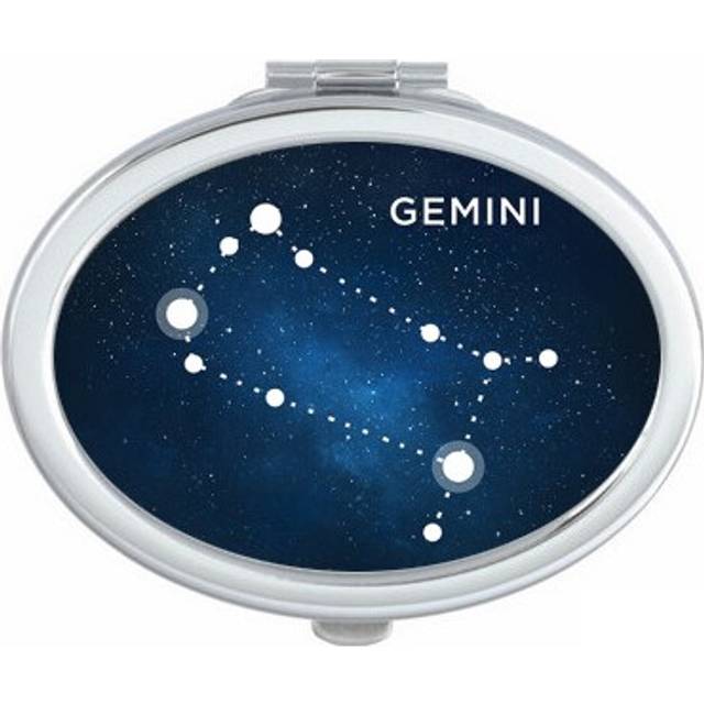 Geni Constellation Zodiac Sign Oval Mirror Portable Fold Hand Makeup Double Side Glasses