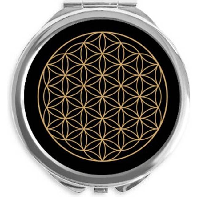 Shape Geometry Circle Totem Hand Compact Mirror Round Portable Pocket Glass