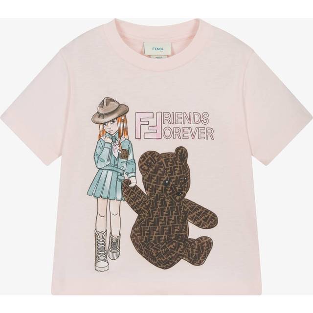 Fendi Girls Pink Cotton T-Shirt - 4 year