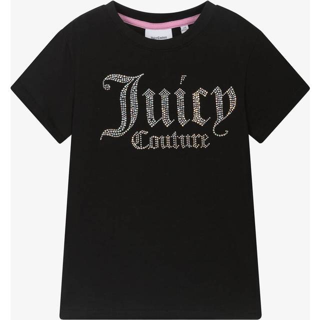 Juicy Couture Girls Diamante Fitted Short Sleeve T-Shirt - Black, Black, Size Age: 15-16 Years - age: 15-16 YEARS