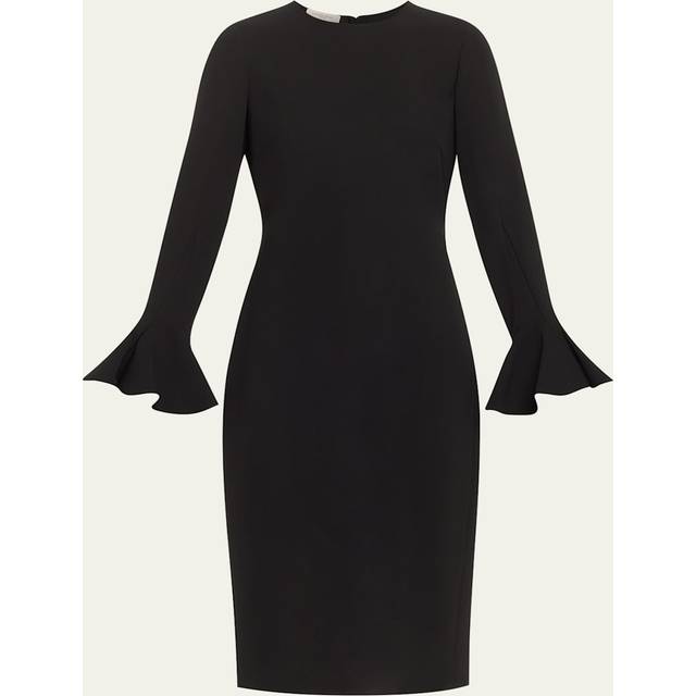 Pearl-Embellished Midi Sheath Dress - BLACK - 8