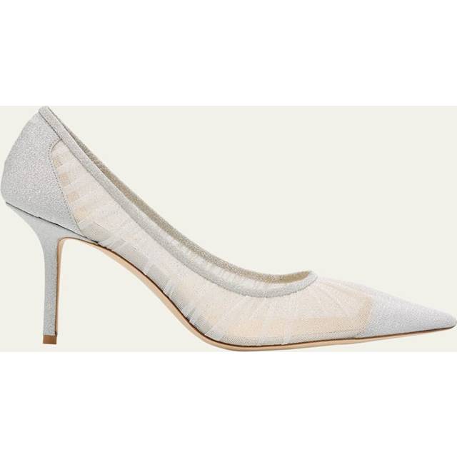 Jimmy Choo Womens Ivory/silver Love 85 Glitter Tulle Pumps Eur 36.5 / 3.5 Uk Women - IVORY/SILVER
