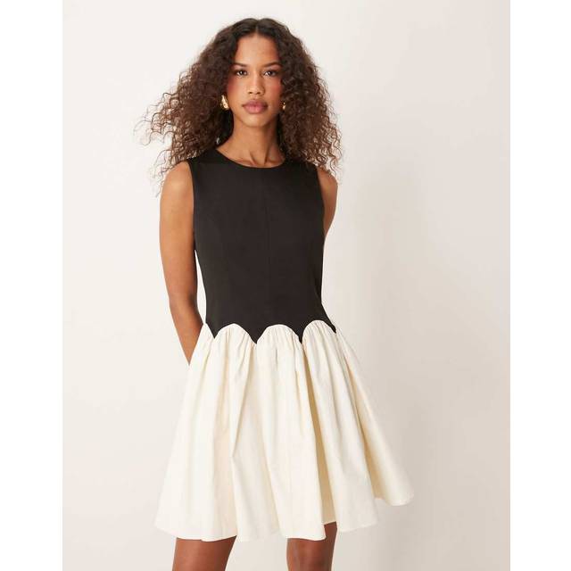 Never Fully Dressed  Black and Cream Mini Monika Dress - 14, BLK/CRM