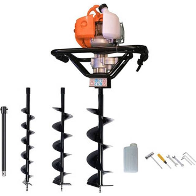 "Petrol Earth Auger Post Hole Borer Ground Drill with 3 Bits, 4, 6, 8"""