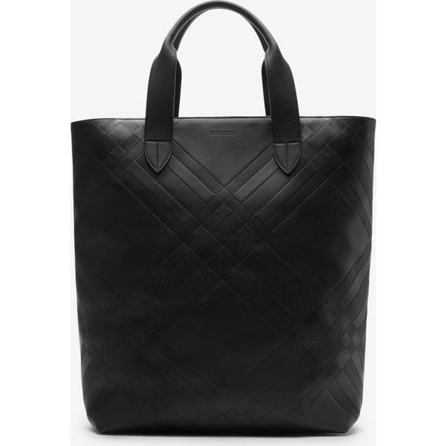 Burberry Black Embossed Check Tote - BLACK - UNI