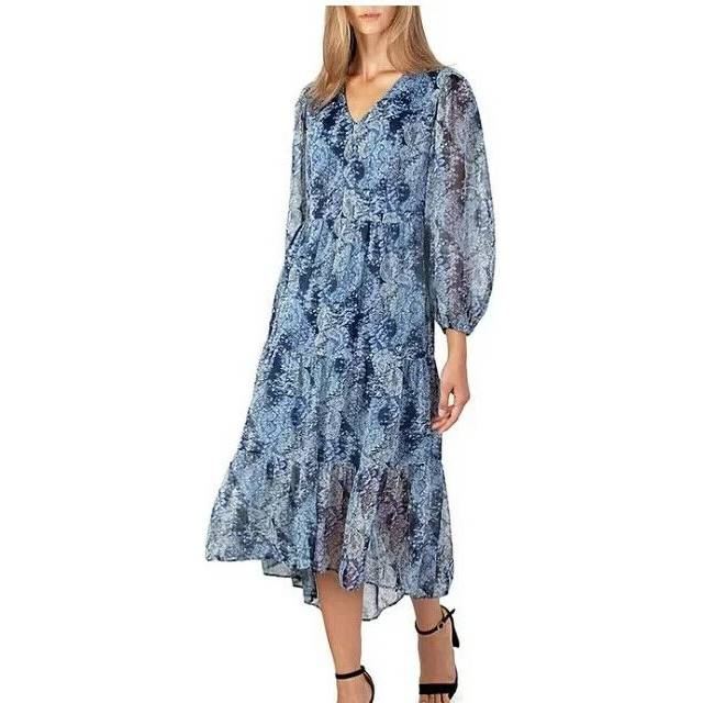 Joie womens limited edition ls tiered printed maxi dress parisian paisley xxl