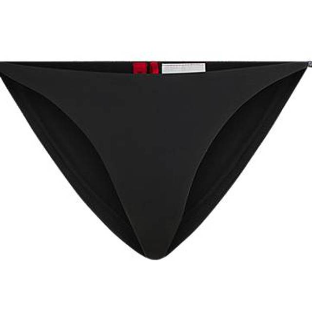 Bikini bottoms with contrast logo ties - Black