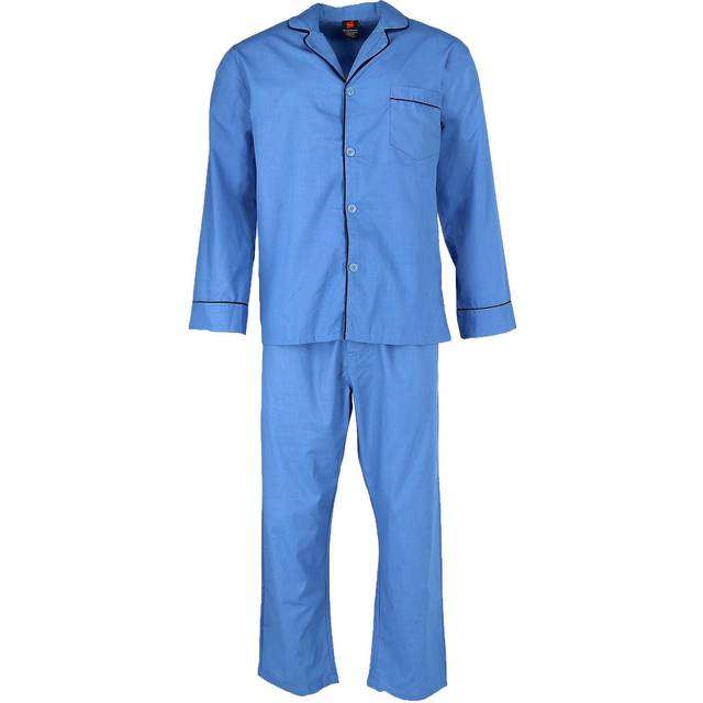 Hanes Men&#39;s Big & Tall Broadcloth Long Sleeve Pajama Set - Medium Blue (4XL)