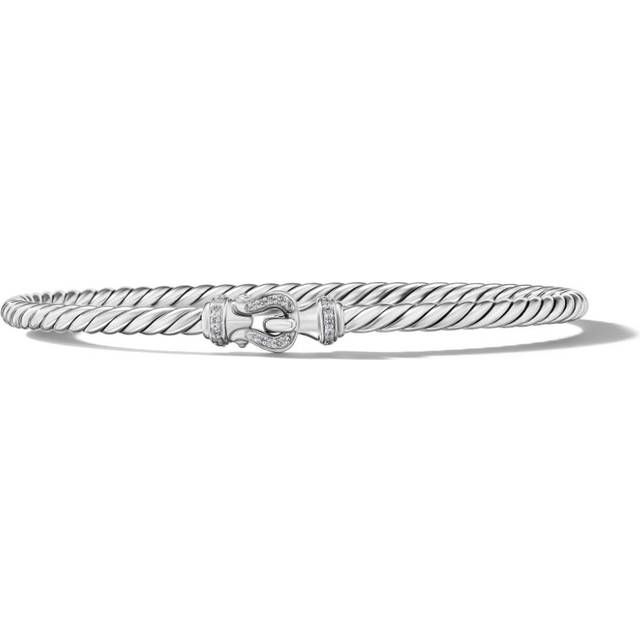 David Yurman - sterling silver Buckle Classic Cable diamond bracelet (3mm) - women - Sterling Silver/Diamond - S