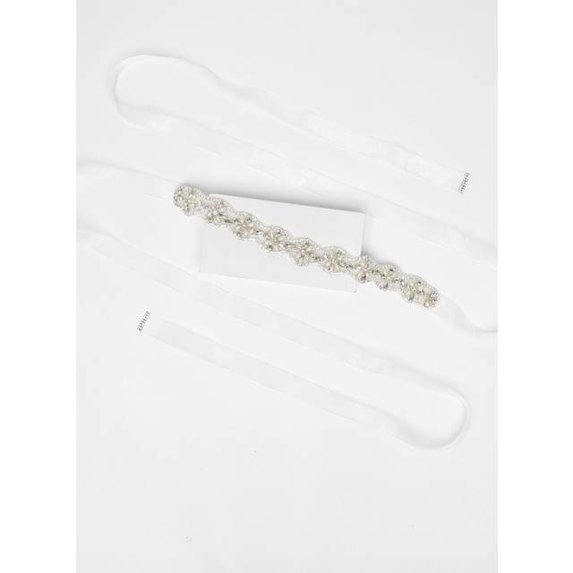 Quiz Womens Bridal Diamante Pearl Belt - Silver - One Size