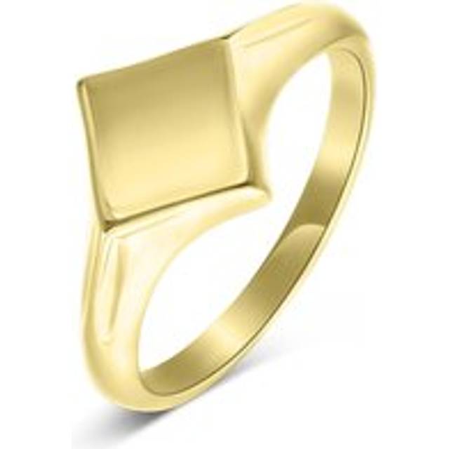 Gold Plated Diamond Shape Signet Ring - N