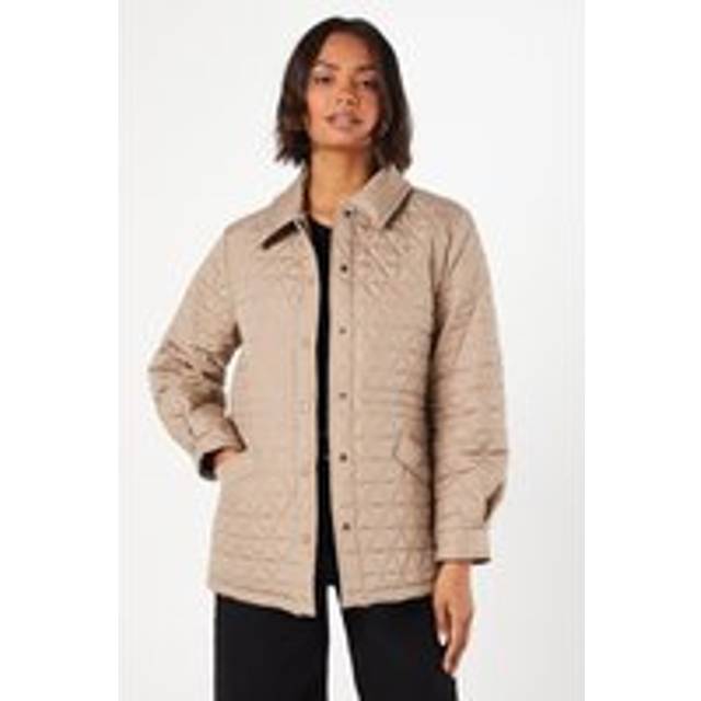 Womens Quilted Padded Collar Short Puffer Coat - Mink - 10