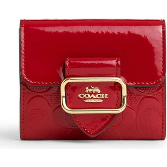 [coach] Wallet (bi-fold wallet) FCV416 CV416 FCT987 CT987 red Debossed signature cross grain leather morgan small wallet ladies [Outlet product]