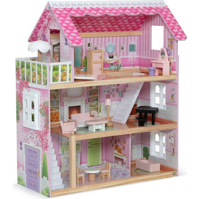 Delta Children Little Gem Dollhouse - 3-Story Dollhouse with 4 Rooms - Includes 16 Accessories - Fits 5-inch Dolls - Pretend Play Dream Gift for Ages