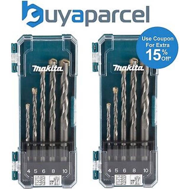 Makita D-72877 5 Piece Straight Shank TCT Masonry Drill Bit Set 4 5 6 8 10mm x 2