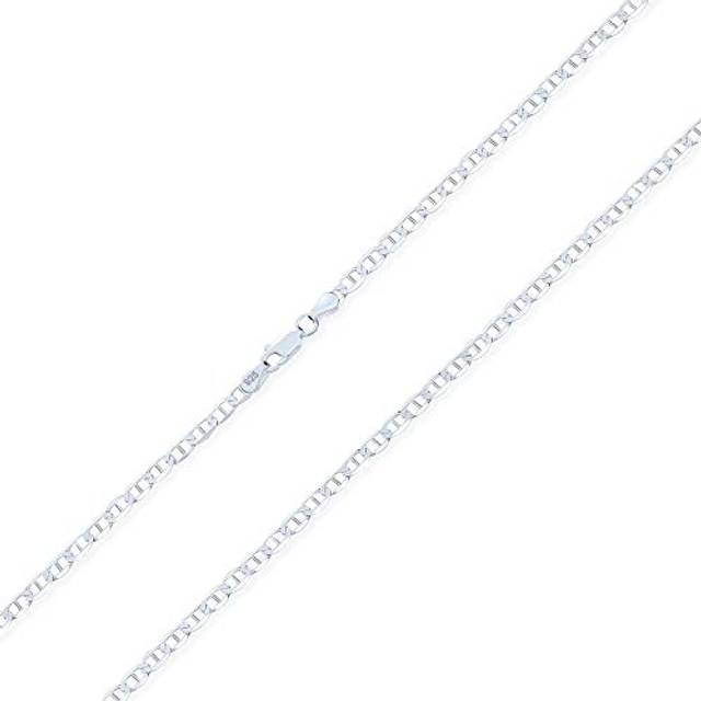 Solid Heavy Sterling Silver 4MM Marina Anchor Nautical Mariner Chain Link Necklace is made in Italy and suitable for 20 inches Men's .925 unisex. silver