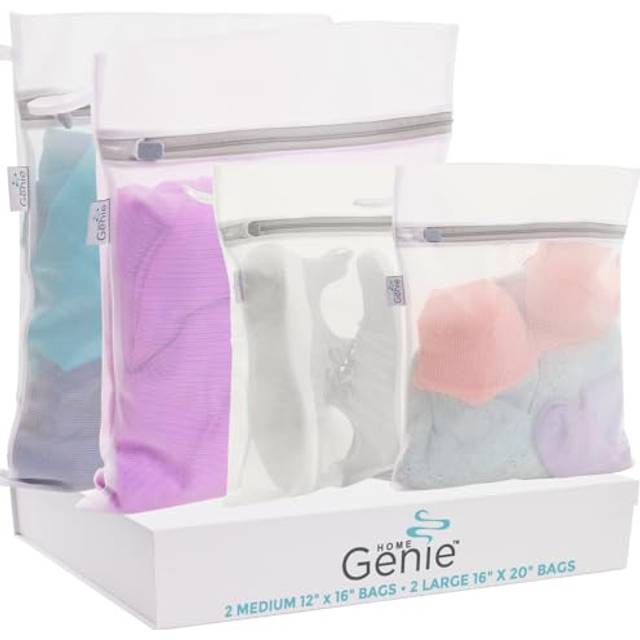 HOME GENIE Durable and Gentle Mesh Laundry Bags for Washing Delicates  Silicone Zipper  Machine Safe for Bras Lingerie Baby Garments  Net Bag for Tang