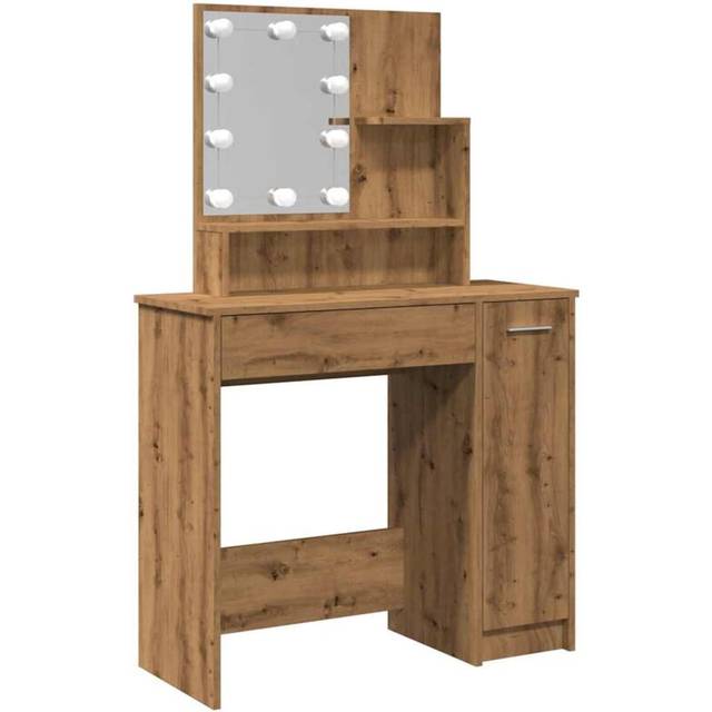 vidaXL Dressing Table with LED Artisan Oak 86.5x35x136 cm - Brown