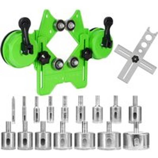 Diamond Hole Saw Kit ,16PCS Tile Drill Bits Set From 6mm-50mm with Double Suction Cups for Drilling Ceramic, Glass