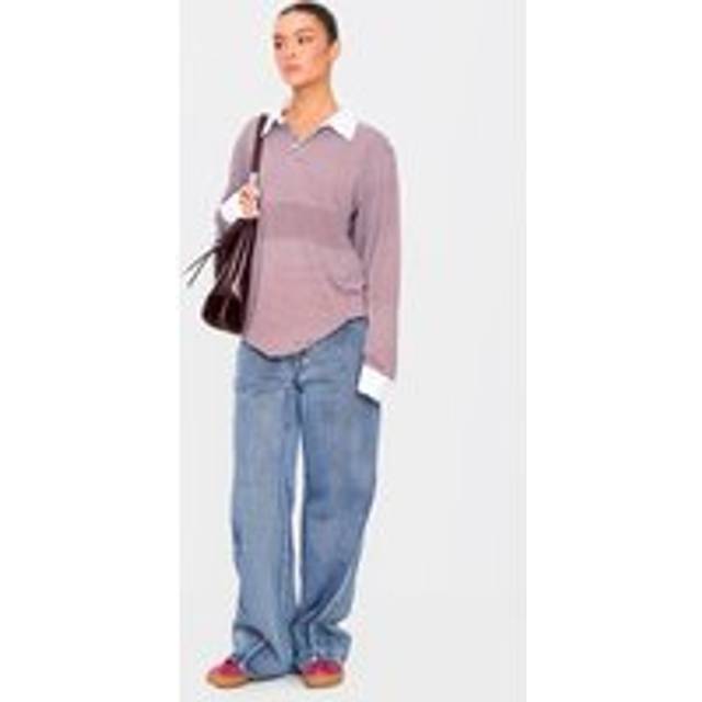 Acid Blue Wash Low Rise Seam Detail Wide Leg Jeans, Acid Blue Wash - 4