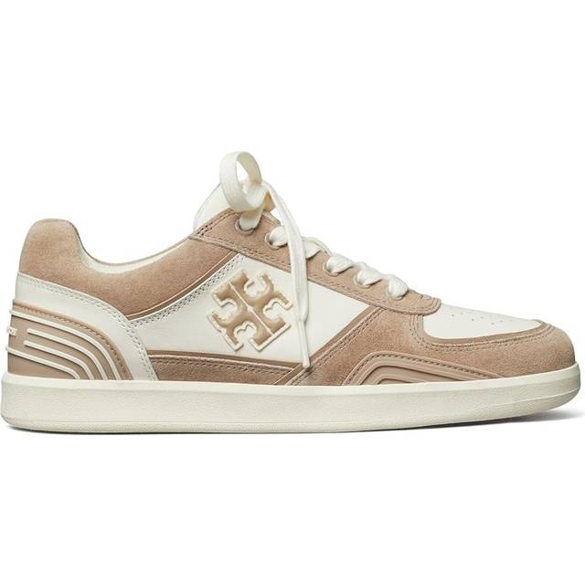 Tory Burch Women's Clover Leather and Suede Trainers - UK 8 - Beige