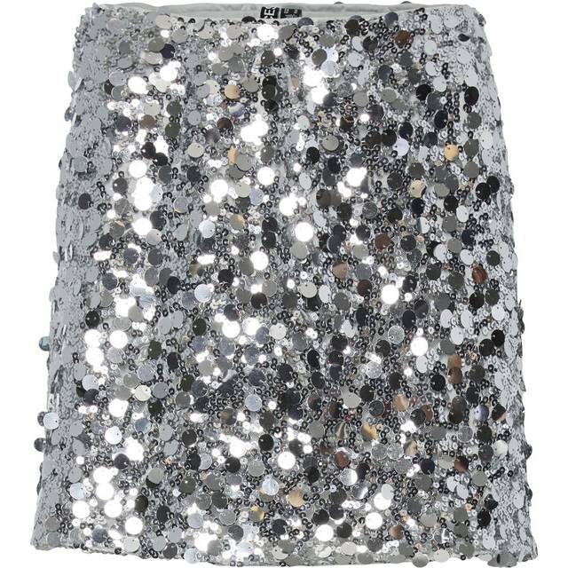 Pieces Disco Mini Skirt - Silver