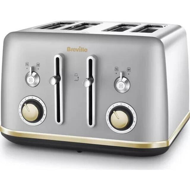 Breville vtt929 mostra 4 slice toaster silver & gold extra wide slot high lift