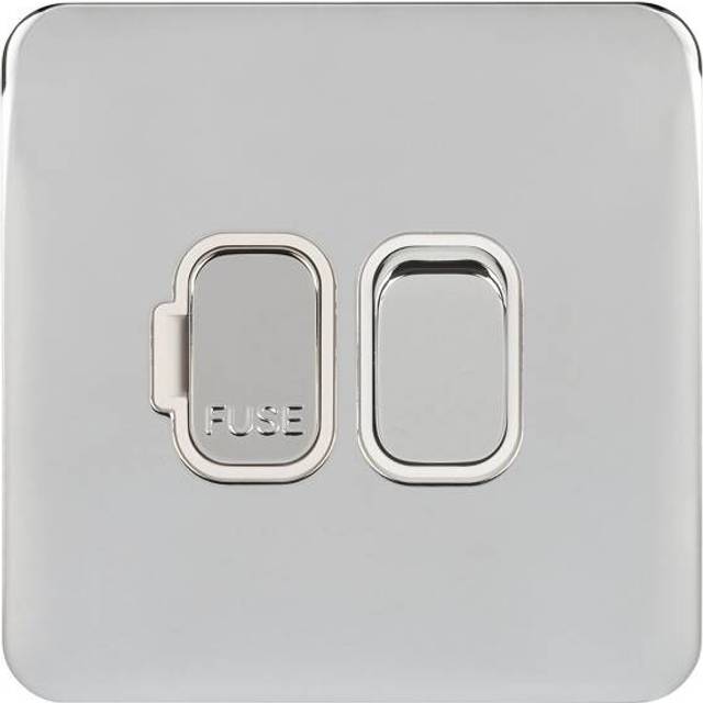 Lisse Screwless Deco - Switched Single Fused Connection Unit, 13A, Double Pole, GGBL5010WPC, Polished Chrome with White Insert