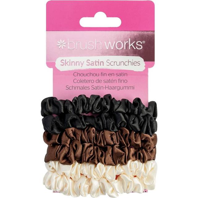 Brushworks Skinny Satin Scrunchies - 6 Pack