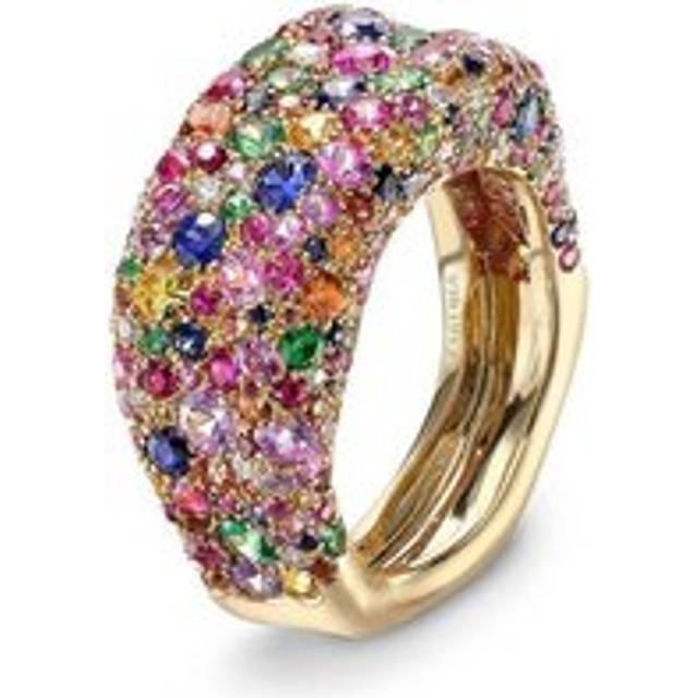 Faberge Emotion 18ct Yellow Gold Multi-Coloured Thin Ring - 58