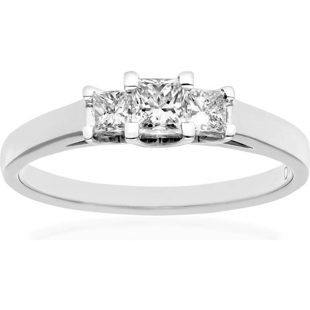 (L) Jewelco London  Platinum Trilogy Ring, J/I Certified Diamonds, Princess Cut, 0.50ct