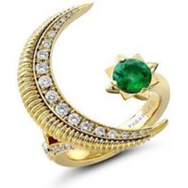 Faberge Colours of Love Hilal 18ct Yellow Gold Emerald Diamond Ring - 58