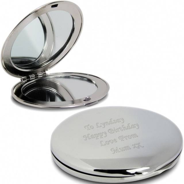 Personalised Silver Plated Compact Mirror - Engraved Compact Mirror