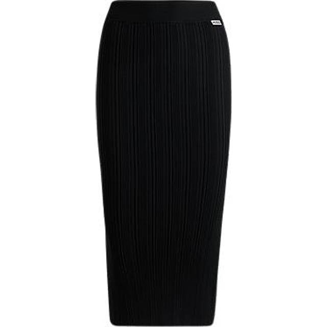 Midi tube skirt in irregular-rib crepe - Black