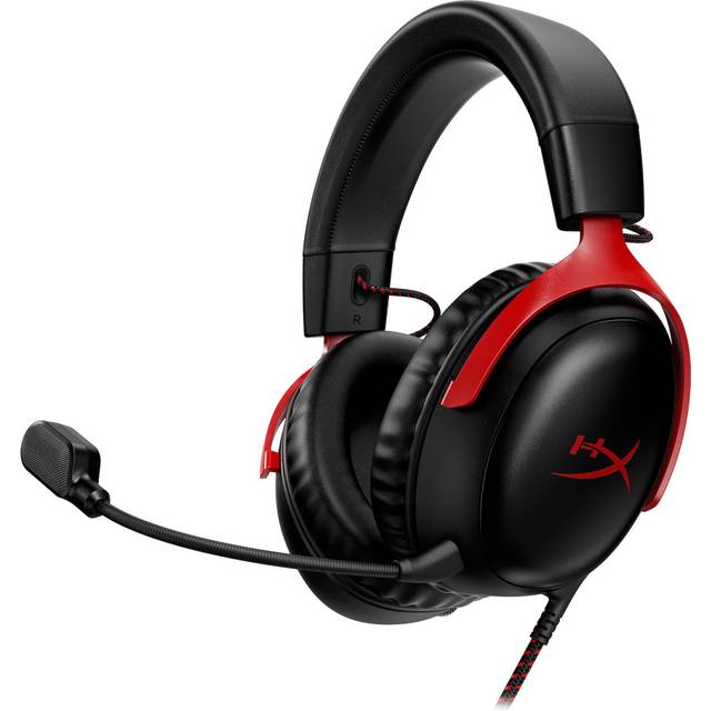 HyperX Cloud III Wired Gaming Headset PC PS5 Xbox Series X|S Angled 53mm Drivers DTS Memory Foam Sturdy Frame Ultra Clear 10mm Microphone USB-C USB-A 3.5mm