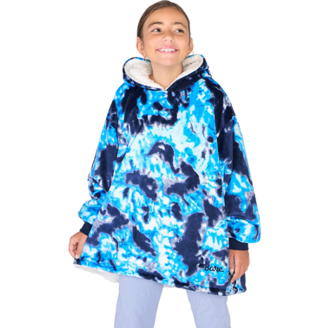 Bare Home Sherpa Fleece Wearable Blanket - Oversized Wearable Blanket Hoodie - Kids Size - Warm & Cozy - Soft Blanket - Comfortable Blanket Sweatshirt