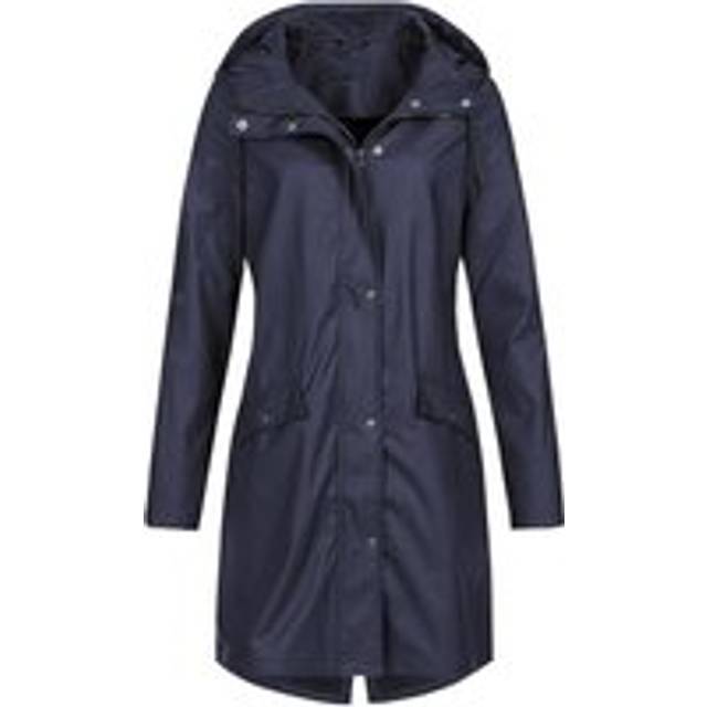 MODISHION Women's Long Sleeves Raincoat Hooded Water-Repellent Jacket Lightweight in Navy | Size: XL