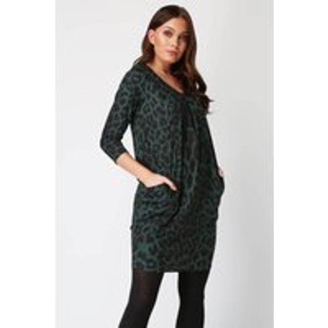 Animal Leopard Print Slouch Dress - Green - 18