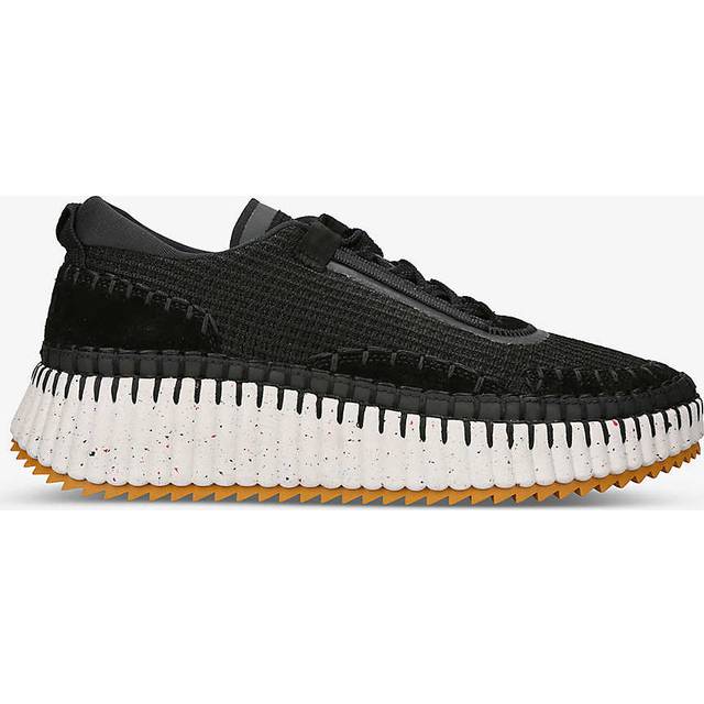 Chloe Mens Black Nama Embroidered Suede and Recycled Mesh Trainers Eur 41 / 7 Uk Men - BLACK