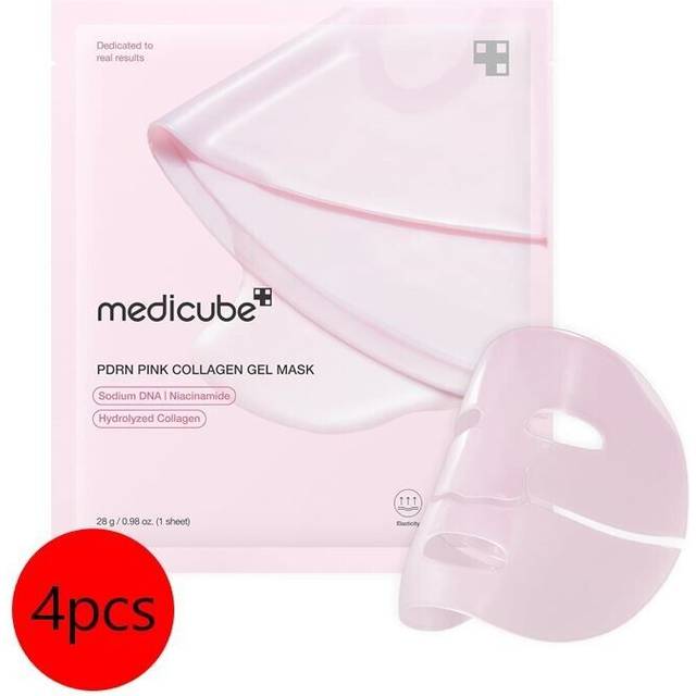 Medicube pdrn pink collagen jelly gel mask, overnight face mask 4pcs - firming &