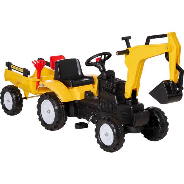 HOMCOM Kids Pedal Go Kart Children Ride On Digger Tractor Toy Car, Yellow